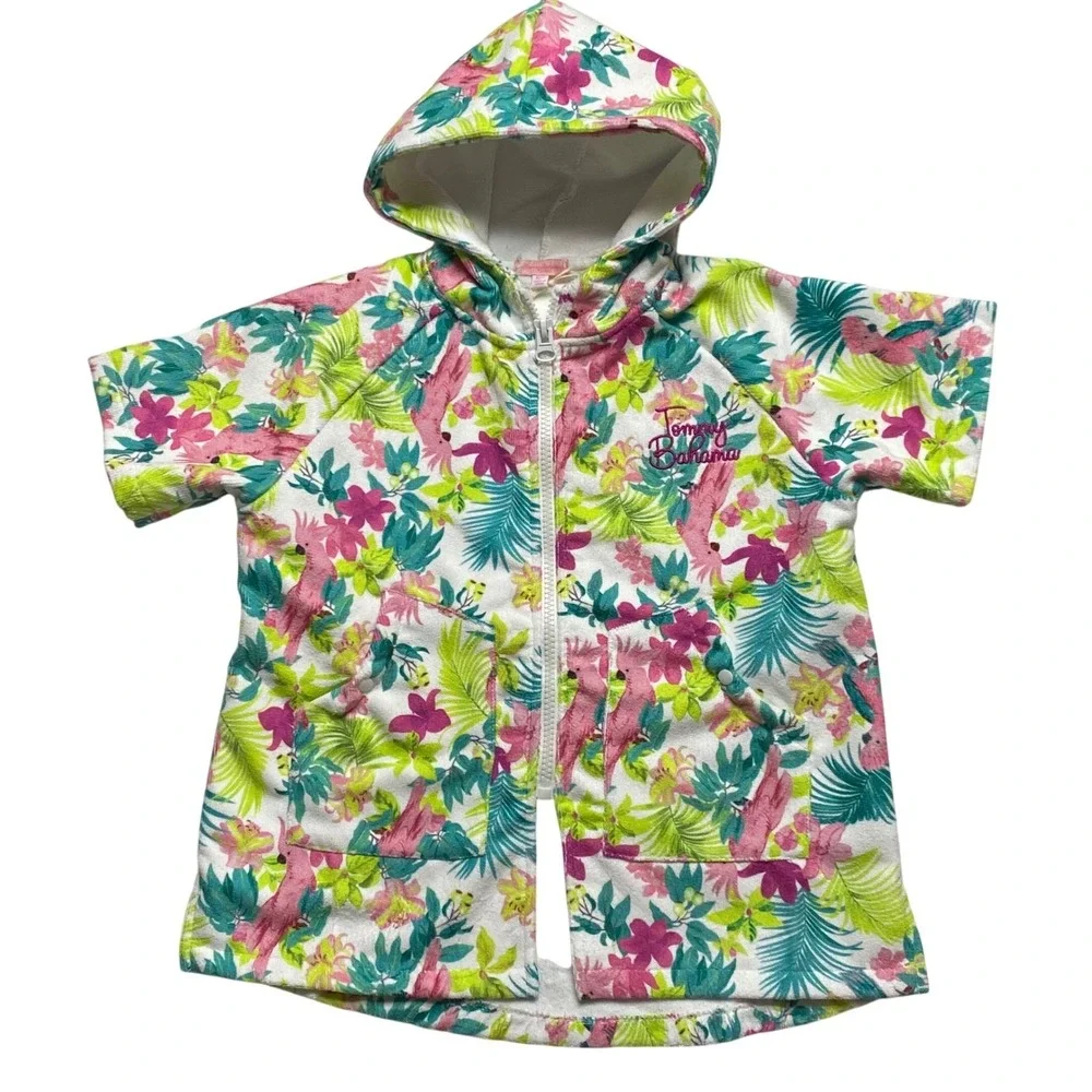 Tommy Bahama Girls Tropical Parrot Floral 1 Piece Swimsuit &Cover Up Set 6/7 NWT